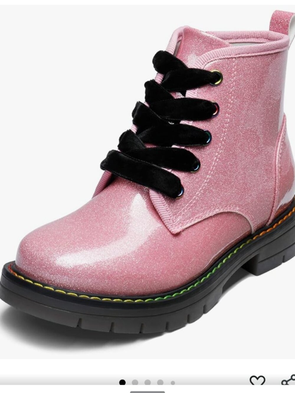 NWB DREAM PAIRS Girls Combat Pink glitter Ankle Boots Shoes size 2